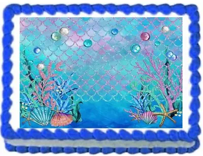 Mermaid Scales Background Image Edible Cake Topper Frosting Sheet • $14.47