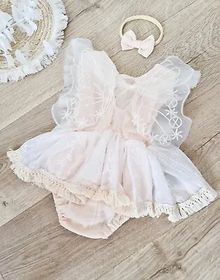 Baby Girl 1st Birthday Dress Baby Boho Fairy Dress Cake Smash Outfit  • £16.99