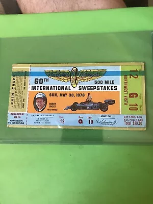 1976 INDIANAPOLIS INDY 500 Ticket Stub JOHNNY RUTHERFORD Winner Bobby Unser 5/30 • $16.99