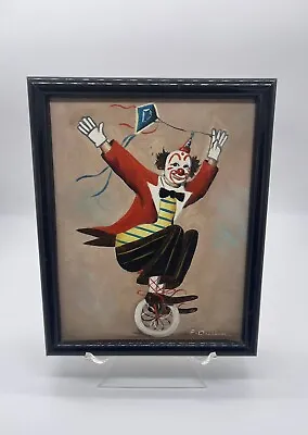 Vintage Original Clown Painting By Dunn 8x10 Framed • $19.99