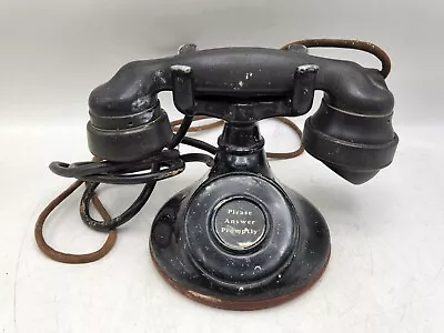 Vintage Pat. 1924 Western Electric B1 102 Metal Non-Dial Desk Phone + E1 Handset • $131.21