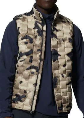 New Mens Mountain HardWear Summiter Down Vest 650 Fill Dunes Camo Size Large • $69