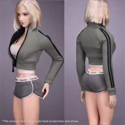 1/6 Gril Military Green Coat Suspender Shorts Sets For 12  PH M Bust Figure Body • $29.89