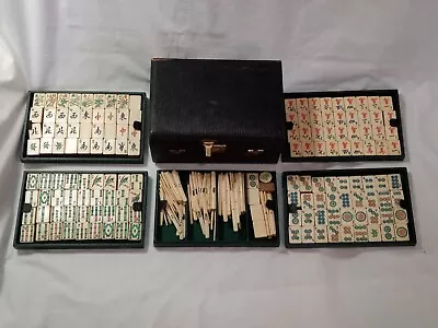 Vintage Mahjong Game Set 145 Dovetail Slabs Sticks Dice In Original Box • $350