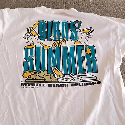 Vintage Myrtle Beach Pelicans Shirt USA Minor League Baseball Flaws • $36.57