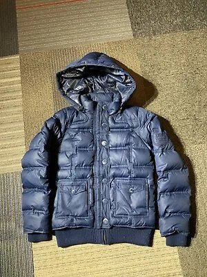 Womens Victorias Secret PINK Size Medium Blue Down Puffer Parka Winter Jacket • $33.99