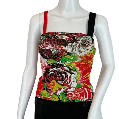 Gianni Versace Women's Top Blouse Sleeveless Print Floral Multicolor Sz 36 • $895