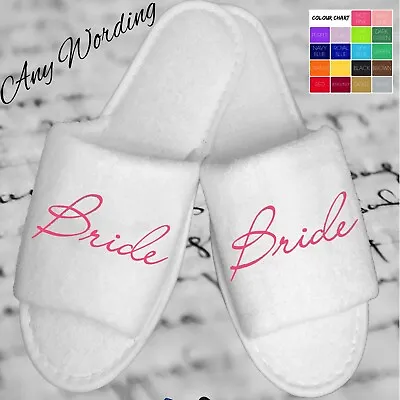 £5.39 • Buy Spa Slippers Bride Bridesmaid Maid Of Honour Script White Wedding Bridal Party