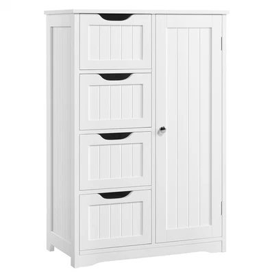 $69.99 • Buy Bathroom Floor Cabinet Free Standing Organizer With 4 Drawers & 3 Shelves, White