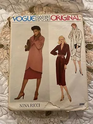 Vogue Paris Original Pattern 2252 Nina Ricci Coat & Dress Size 8 FF • $39.99