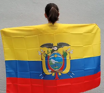 Ecuador Fan Cape Team Emblem Body Flag - 57  X 35  - NEW Bandera • $12.99