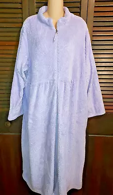 Women's Stan Herman Lavender Zip Up Plush House Coat Robe Gown Sz 2X • £22.17