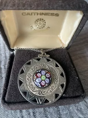 Genuine Silver Silver Caithness Millefiori Glass Pendant With 20inch Chain. • £50
