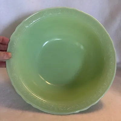 Vintage Mckee Jadeite 9 3/8  Diameter Footed  Bowl Jadite Green • $29.95