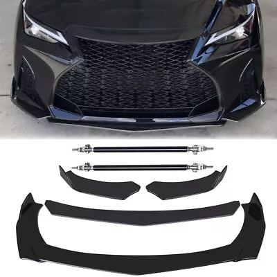 Glossy Black Front Bumper Lip Splitter Spoiler +Strut Rods For Lexus IS250 IS350 • $104.11