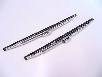 12  Polished Stainless Steel Front Windshield Wiper Blades Pair - New • $21.95