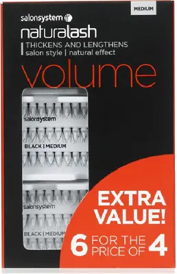 Salon System Naturalash Individual Eyelash Eye Lashes Black 6 For 4 MEDIUM  • £15.49