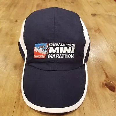 One America Mini Marathon Panel Hat Cap Lightweight Running Blue White Striped • $4.45