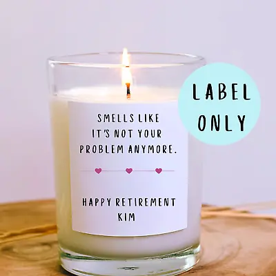 Personalised Retirement Candle Label Personalised Retirement Gift Candle Label • £2.89