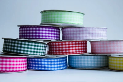 £1.04 • Buy Gingham Small Check Ribbon 10m Roll / Reel 10mm Or 15mm Scrapbooking Card Craft