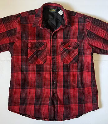 CABELAS - Men's Quilt Lined Buffalo Plaid Flannel Shacket Jacket - Size Large • $34.99