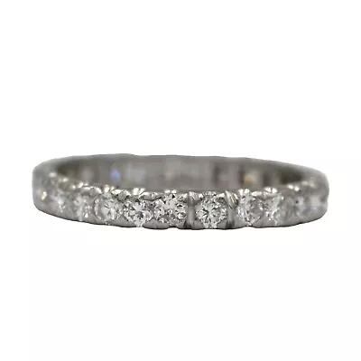 Vintage Pave Set Diamond Eternity Wedding Band Ring ~1.00cttw Platinum Sz 8.5 • $127.50