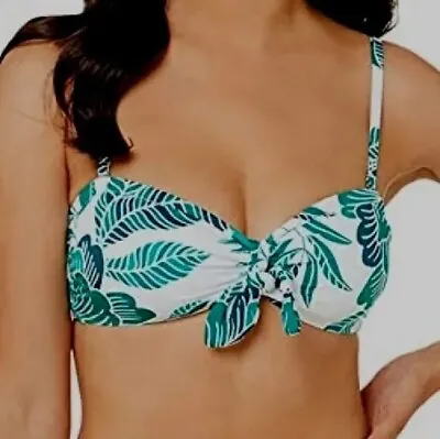 Tigerlily Bikini Top Bnwt Size M 12 Luana Emerald Green White  Floral Rrp$90 ❤️ • $29.99