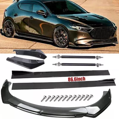 Carbon Fiber Front Bumper Lip Side Skirt Strut Rods For Mazda 2 3  6 • $159.99