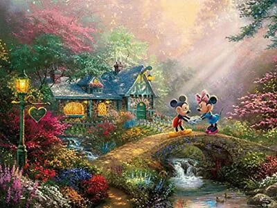 Ceaco Thomas Kinkade The Disney Collection-Mickey And Minnie Sweetheart Bridge J • $29