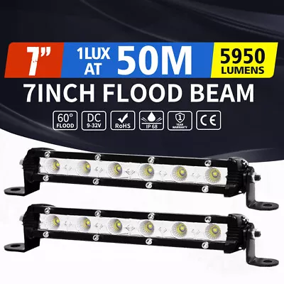 Pair 7inch LED Light Bar Super Slim Single Row 12V 24V Work Lamp Offroad 4x4 • $22.95