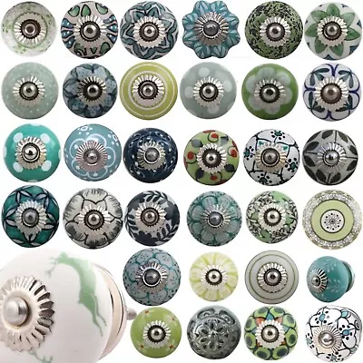 Ceramic GREEN Door Knob Vintage Shabby Chic Cupboard Handles DRAWER Quality • £2.95