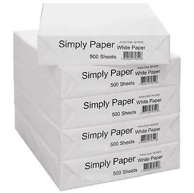 A4 White 75gsm Paper Printer Copier 5 Reams -2500 Sheets Photocopy Stationary • £19.89