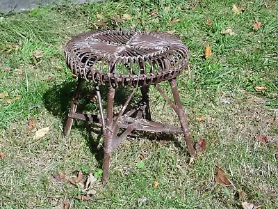 Vintage Mid Century Modern Albini Style Wicker Rattan Stool Table For Repair • $112.50