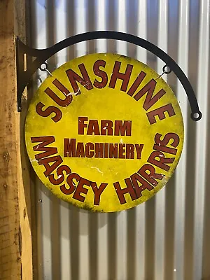 Sunshine Massey Harris Farm Machinery Huge Metal Sign Hanger Double Sided Sign  • $179.99