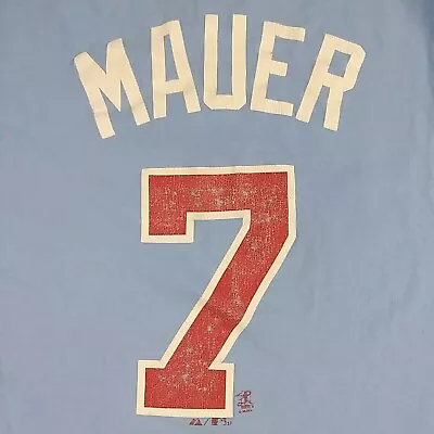 Majestic MLB Minnesota Twins #7 Joe Mauer Hall Of Fame Blue T-Shirt Size 2XL • $14.99