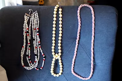 Cultured Pearl/Gemstone AAA  Necklaces 16 /24  Lot Of 3   NEW • $34.95