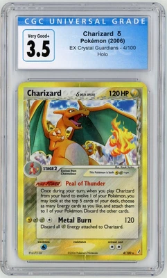 $9 • Buy Charizard 2006 Pokemon EX Crystal Guardians Reverse Holo 4/100 CGC 3.5