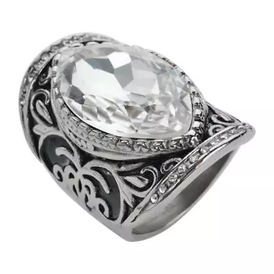 Ladies Big Crystal Fancy Design Ring Stainless Steel Jewelry 103 • $27.99