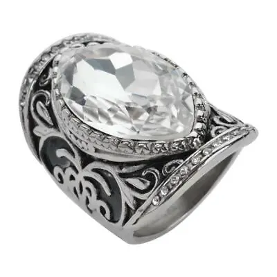 Ladies Big Crystal Fancy Designer Ring Stainless Steel Jewelry 103 • $27.99