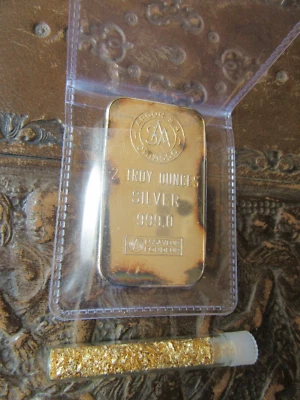 $46 • Buy 1974 Swiss Argor Chiassco 2 Oz. Silver .999 Bar & Brooks Range Ak. Gold Lrg. Fla