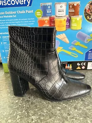 MANGO High Heel Leather Boot Size 6 Uk • £0.99