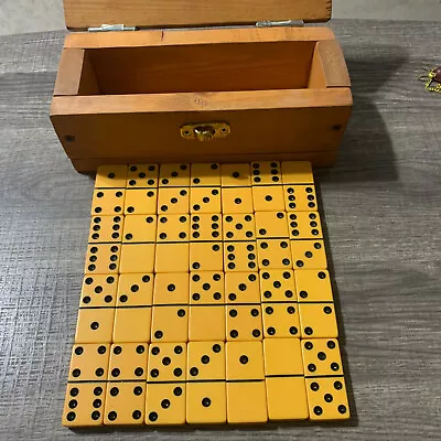 $85 • Buy Vintage Butterscotch Catalin Bakelite Domino Set  28 Pieces 2  X 1  X 3/8 