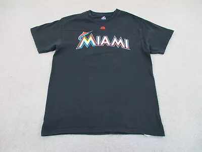 Miami Marlins Shirt Adult Medium Black Baseball Heath Bell Majestic Mens A79 * • $15.10