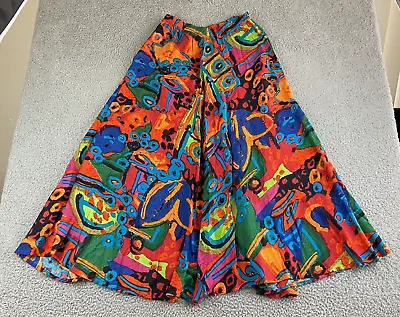 VTG Lew Magram Collection Long Maxi Artsy Bohemian Print Flare Skirt Small S EXC • $53