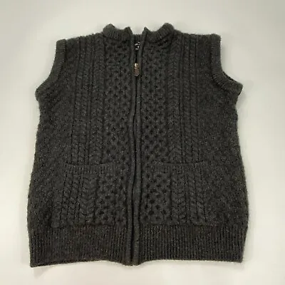 Irish Store 100% Merino Wool Zip Sweater Vest Men's Size LG Fisherman Cable Knit • $64.99