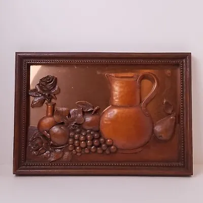 Coppercraft Guild 3D Still Life Wall Art Pitcher Vase Rose Fruit Vintage MCM • $29.90