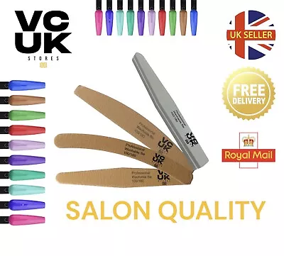 Professional Nail Files 100/180 Set For Gel Natural Acrylic Nails Salon Quality • £0.99
