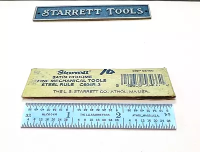 STARRETT No. C604R-3  3 Inch Long Tempered Steel Rule With Inch Graduation. USA • $24.50