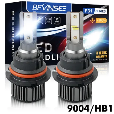 Bevinsee 9004 HB1 LED Headlights Bulbs 6000K White Hi/Low Beam Car Driving Lamps • $11.99