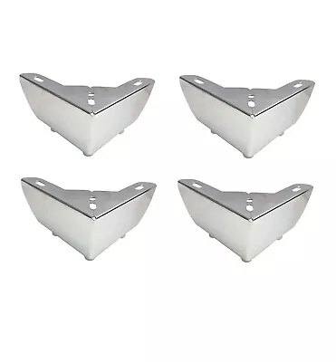 Metal Chrome L Shape Corner Feet Legs For Furniture Sofas Bed Chairs Stools • £5.99